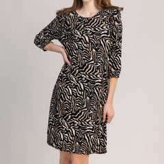 OLIA - DÁMSKÉ VZOROVANÉ ŠATY S 3/4 RUKÁVY