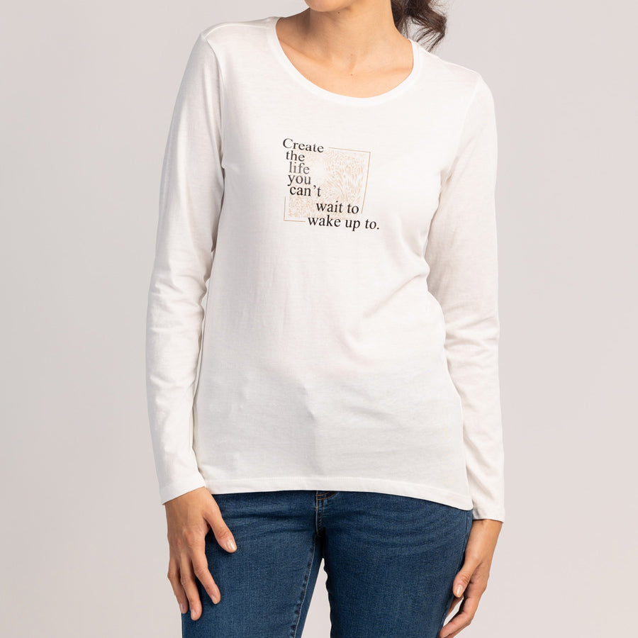 SORA  - DÁMSKÉ TRIČKO S DLOUHÝM RUKÁVEM ZE 100% BAVLNY