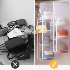 BAGNEST™ - Závěsný organizér na kabelky s 8 průhlednými kapsami a otočným háčkem