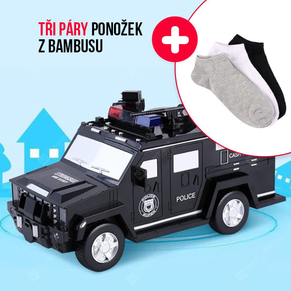 SAFEMONEY® – ELEKTRONICKÁ POKLADNIČKA VE TVARU POLICEJNÍHO AUTOMOBILU